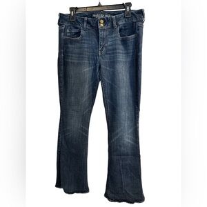 American Eagle Outfitters Dark Blue Flare Jeans, Size 12 Short